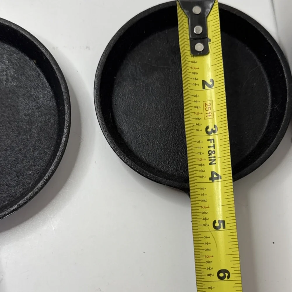HAWOK Cast Iron 3-Piece small Frying Pan Set Black Uncoated Long Handle